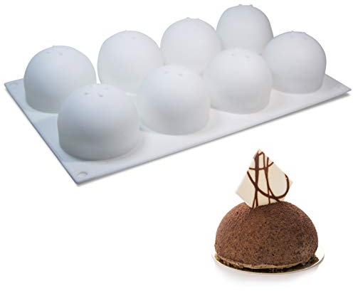 Moule Sphere Silicone Forme De Demi-Sphère Moule Patisserie Rond Moule Cuisine pour Mousse,Boule Chocolat Chaud,Pudding,Gâteaux(8 Cavités)
