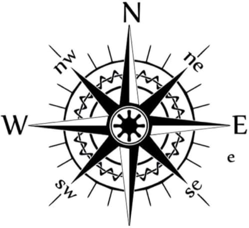 UYEDSR Stickers Auto 16cmX16cm NSWE Boussole Rose des Vents Vinyle Autocollant de Voiture Autocollants-Noir_1pcs