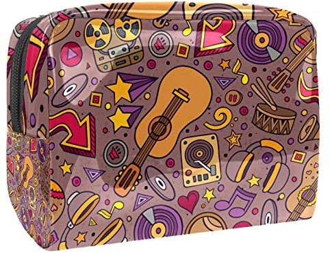 Tragbare Make-up-Tasche mit Reißverschluss, Reise-Kulturbeutel für Frauen, praktische Aufbewahrung, Kosmetiktasche, Musik-Klaviernoten-Muster