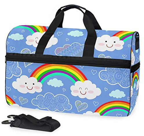 Süßer Blauer Regenbogen Sporttasche Badetasche mit Schuhfach Reisetaschen Handtasche für Reisen Frauen Mädchen Männer