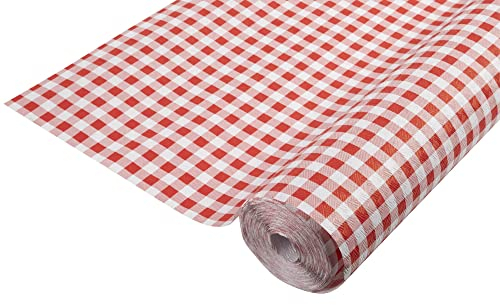 PRONAPPE - Réf. R802070I - Nappe jetable en papier gaufré - Rouleau de 20 M de long et 1,18 M de large - Gaufrage unique, esthétique et profond - Fabriqué en France - Couleur vichy rouge