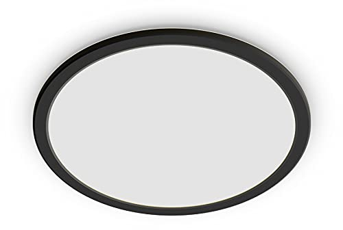 Philips LED Badezimmer Deckenleuchte Superslim, schwarz, 15W, warmweißes Licht 2.700K, 3 Lichteinstellungen - dimmen ohne Dimmer, IP44 Schutz, Einzelpack