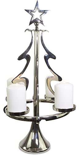 Riffelmacher Kerzenständer Weihnachtsbaum - Silber 32 x 56 cm | 24171 - Adventsdekoration