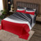 Rot Grau Geometrisches Tagesdecken-Set 240×220 cm,Abstrakte Linien Ripple Bett-/Sofabezug 3-teilig für Mädchen Teens,Wellenmuster Retro-Steppdecken-Set mit 2 Kissenbezügen, Weiches Polyester