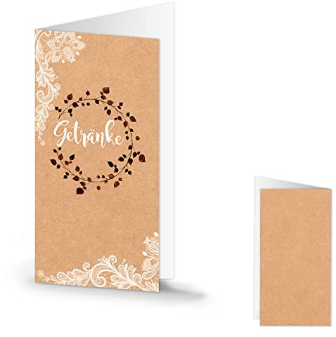 Logbuch-Verlag 10 Getränkekarten in Kraftpapier-Optik Vintage Boho Getränke Karten Barkarten zum Bedrucken Bar Lounge Hochzeit