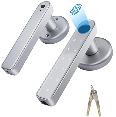 Serrure de porte à empreinte digitale - Écran tactile biométrique intelligent - Bouton de porte d'entrée sans clé avec 50 empreintes digitales, 100 codes, clavier adapté pour la maison, l'hôtel, le
