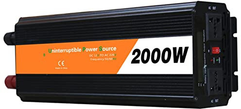Onduleur 2000W Onduleur À Onde Sinusoïdale Pure Chargeur Solaire 12V DC À 120V / 230V AC avec Écran LCD, pour Camping-Car, Voiture, Compatible avec Batterie Au Lithium 24V,2000W