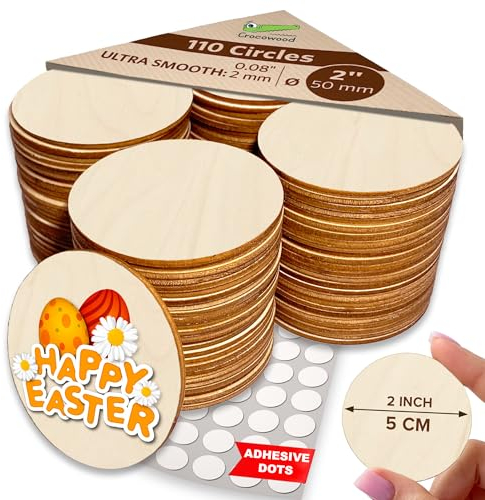 110 Blank Wooden Circles - 5cm Unfinished Wood Circles for Crafts, Home Decorations & Christmas Party - Blank Wooden Circle Ornaments for Crafting