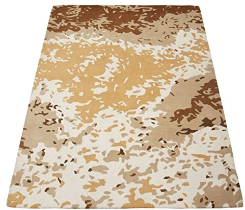 WAWA TEPPICH Handgefertigter Wollteppich Beige 160 x 230 cm HT402