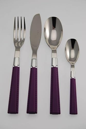 Pintinox Set 24 posate Cuir Viola, Acciaio Inox Nichel free, Scatola regalo