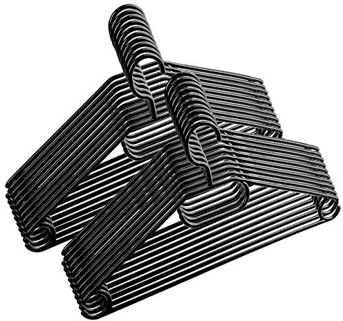 Kleiderbügel schwarz 40 Stück mit drehbaren Haken, Kleiderbügel Kunststoff, Kleiderbügel Plastik schwarz, Bügel schwarz, Made in EU, Kleiderbügel platzsparend, 100% Recyclingmaterial, Model: Tadi