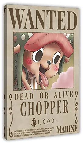 FISH DRAGATE Anime Straw Hat Pirates Bounty Poster Tony Tony Chopper Canvas Poster Wall Art Decor Print Picture Paintings for Living Room Bedroom Decoration Frame-style 24x36inch(60x90cm)