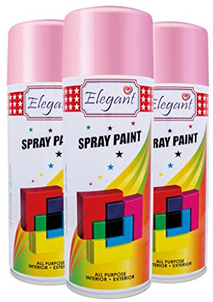 Elegant Spray Paint – Light PINK – 400ML – PACK OF 3, 3-Pack (400ML x 3 Pcs) – All Weather Multipurpose DIY Paint – Rich Color for Metal & Wood – Durable - Perfect for Outdoor Use