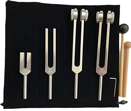 Stimmgabel,Stimmgabel Neurologie,Stimmgabel 440 Hz,Set von 4 Stimmgabeln (128 Hz, 136,1 Hz, MI 528 Hz, 4096 Hz) ideal für die Therapie, für Chakra-Therapie, Klangtherapie, Anti-Stress.