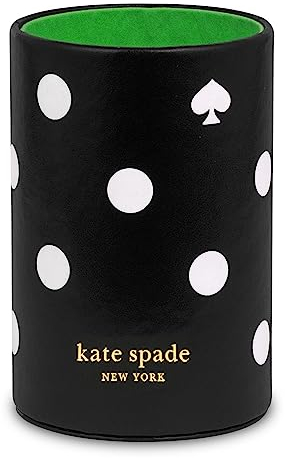 Kate Spade New York Pot crayons et stylos pour bureau, pot crayons d coratif, organiseur de fournitures de bureau en similicuir, motif pois