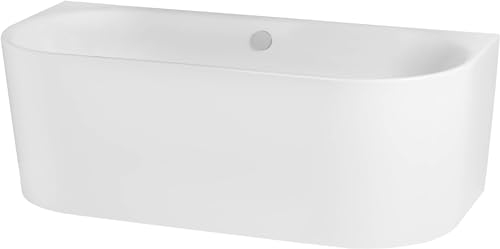 Ben Vico Badewanne - Glänzend Weiß - 155x80 cm - mit Badefüll/Überlauf - Chrom - Eckbadewanne - Acryl