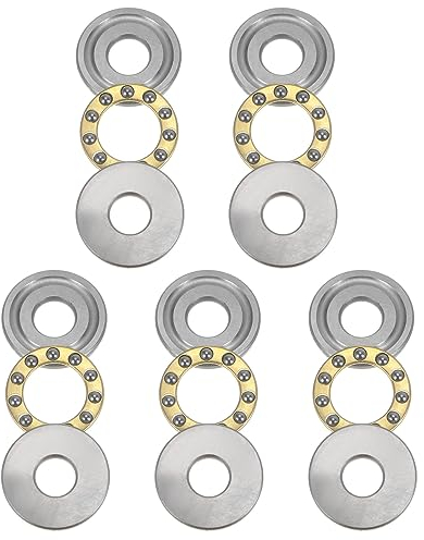 QUARKZMAN 5 Stück Axiallager F8-22M Miniatur Schubkraft Kugel Lager 8x22x7mm Chrom Stahl mit Unterlegscheiben für Förderanlagen Maschinenbau