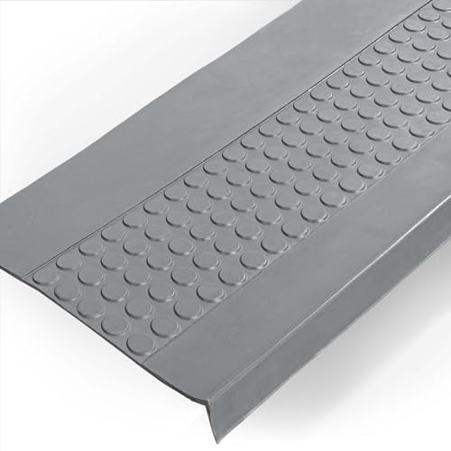 ANRO StufenMatten mit Noppen Gummi außen/innen TreppenstufenMatten mit Noppen rutschfest Treppenstufen Matten mit Noppen Grau 150x30x4cm