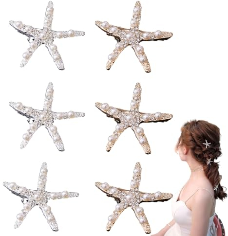 2 PièCes éToile De Mer Pince à Cheveux Accessoires Pour Cheveux Coquillage MariéE Fleur Fille Accessoires Pour Mariage Diamant éPingle à Cheveux Pour Femmes, Argent