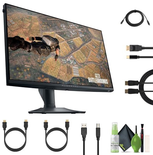 Alienware - AW2523HF 24.5 IPS LED FHD (1920x1080) - 360Hz Display - AMD FreeSync - VESA - Gaming Monitor (USB, HDMI) - Dark Side of The Moon (AW2523HF) + USB Printer Cable + 2 x HDMI Cable + More