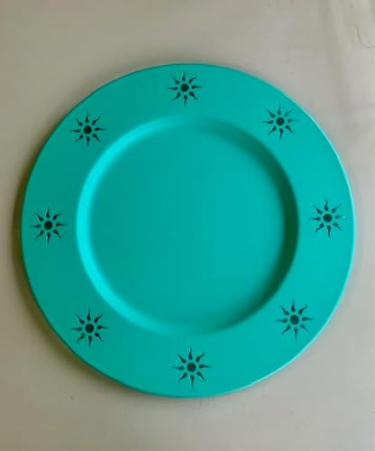Generic Sottopiatto metallo color verde tiffany cm. 33 con bordo intagliato con disegno sole per tavole allegre e luminose, SOTT1