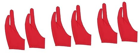FRCOLOR 6 Pcs Anti-fouling Sketch Gloves Two Finger Glove Graphic Tablet Glove Mittens Two Finger Curved Gloves Anti-fouling Artist Gloves The Ove Glove Red Writing and Drawing Arc