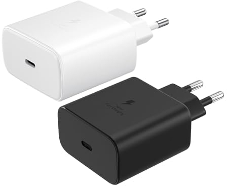 45W USB-C Schnellladegerät Netzteil für Samsung Galaxy S25 S24 S23 S22 S20 Ultra FE A55 A54 A53 A34 A23 A15 A05S Z Fold6 Fold5 Flip6 Flip5 5G, Tab S10, S9 Super Fast Charger Adapter (Schwarz+Weiß)