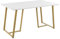 140 x 80cm Esstisch, (1-St), moderner Küchentisch, Gestell aus Metall Rechteckiger Esstisch aus Moderner Marmormuster Küchentisch mit verstellbaren Füßen für Esszimmer Wohnzimmer (Weiß/Golden)