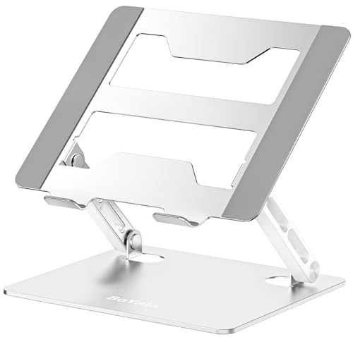 BoYata Laptop Stand for Desk, Adjustable Ergonomic Laptop Riser Holder with Heat-Vent, Foldable Computer Notebook Stand Compatible with MacBook Pro/Air, Dell, HP, Lenovo, Samsung, All 10-17 Laptops