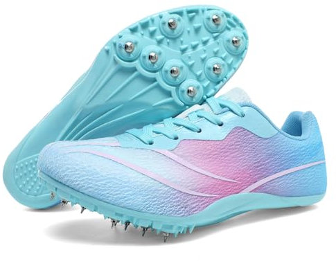 WESHIRUN Leichtathletikschuhe, Herren, Damen, Kinder, Spikes, Jungen, Rennschuhe, Mädchen, Spring-Sneaker, Rosa, 6.5 Women/5 Men