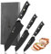 Wakoli Titanium Noir 3er Messerset – Premium Küchenmesserset mit 8–17 cm Edelstahlklingen, schwarze Titanium-Beschichtung, Full Tang, ergonomische G10-Griffe, Profi Kochmesser Set in Holzbox