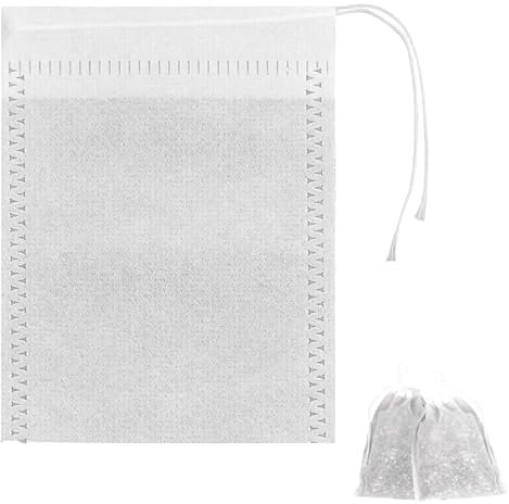 Tabanzhe 50 Pack Muslin Bags-6 x 8 cm Empty Tea Bags Mesh Drawstring Bags Small Resuable Tea Filter Brew Bags for Loose Tea Coffee Filtering Isolating Spices Storage Empty Tea Infuser Cheesecloth Bags