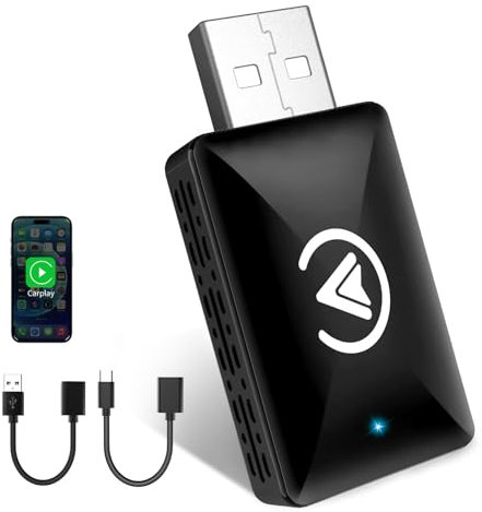 Wireless CarPlay Adapter UK for iPhone, 2024 Upgrade Plug & Play Wireless CarPlay Dongle for iPhone (iOS 10+) – Compatible with 2016+ Vehicles, USB-C Adapter Included