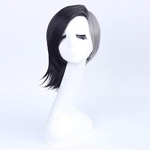 JUFKGBAR-Hochwertige Anime Tokyo Ghouls Ken Kaneki Cosplay Perücke Sasaki Haise Perücke Cosplay Mädchen Jungen Renji Yomo Uta Kurzes schwarz graues Haar Einheitsgröße UTA KURZE Perücke