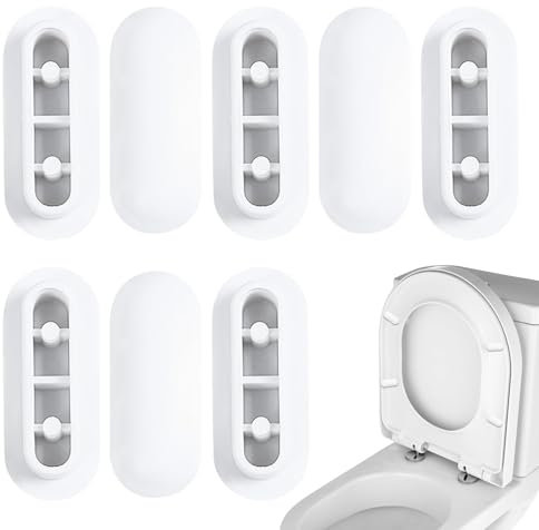 8PCS White Toilet Seat Buffers - Universal Rubber Bumpers for Noise Dampening and Cushioning - Replacement Pads for Toilet Seat