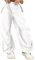 KKvoPiQ Damen Fitness Freizeithose Lose Baggy Cargo Hose - Baggy High Waist Vintage Jogginghose Streetwear Hose Elastische Hohe Taille Freizeithose Mit Taschen - Teenager Mädchen Wide Leg Hose