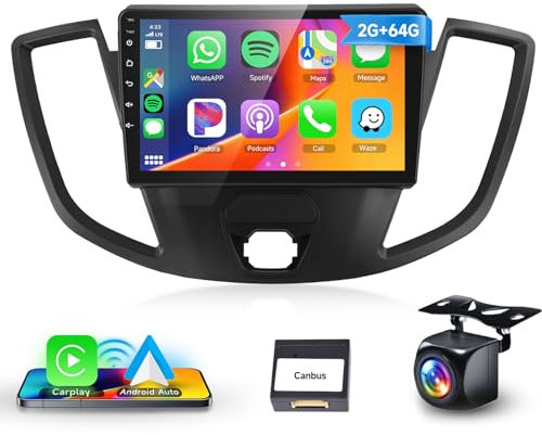 4 Core+64G Android Car Stereo for Ford Transit 2015-2019 Upgrade Radio, Hodozzy 9 HD IPS Touchscreen Bluetooth Car Radio with DSP Carplay Android Auto GPS WiFi FM/RDS SWC Reversing Camera