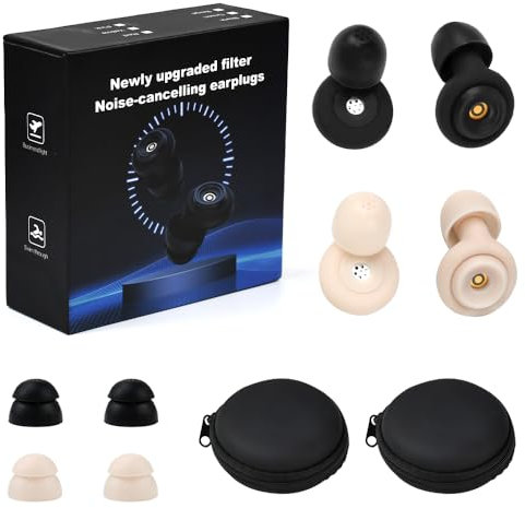 KNGNGK Lot de 2 paires de bouchons d'oreilles en silicone - Protection auditive - 50 dB - Réduction du bruit - Bouchons de sommeil souples