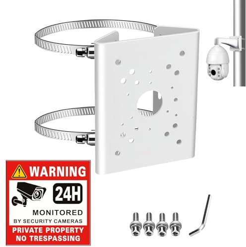 SamIdea Aluminum Alloy CCTV Security Camera Pole Mount Bracket Vertical PTZ Dome Camera Adapter for Pole Column Installation Compatible with Dahua CCTV Systems, Solar Panel Clamps Wall Mount Brackets