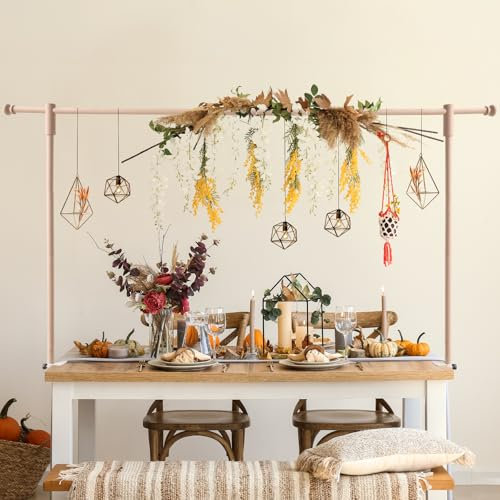 Wood Over Table Rod Stand Adjustable Table Rod 50-120 CM Tall 40-190 CM Length Wooden Table Rod Stand with Clamps Over Table Display Bar Decorations for Party Wedding Birthday Christmas
