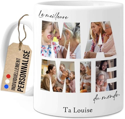 Cupdarling® Tasse Personnalisable Meilleure Mamie - Idee Cadeau Original Pour Grand-Mère - Mug Personnalisé Mamie - Cadeau Pour Une Mamie Spéciale - Céramique - 330 mL - 5 Photos