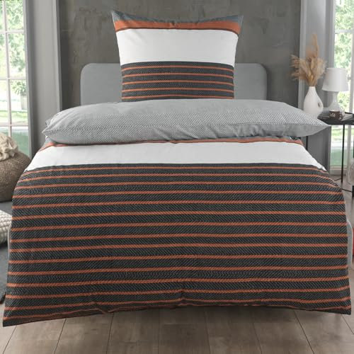 MALIKA Bettwäsche 135x200 Baumwolle Sets, Bettbezug 135 x 200 cm, Kissenbezug 80x80 cm, Renforcé, Oeko-TEX Bettwäsche mit Reißverschluss