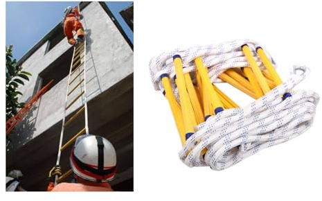 Fire Escape Ladder for 2-3 Story 16FT Safety Balcony Rope Ladder with Hooks Home Window Balcony Railing Tree House(98FT/30M)