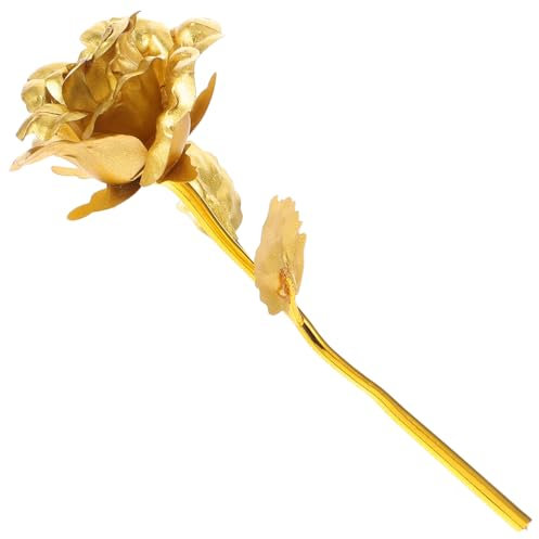 Veemoon Rose Artificielle Dorée Plaquée Carats Décoration Mariage Cadeau Saint-Valentin pour Amoureux Fête Festive