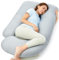 momcozy Schwangerschaftskissen mit Kühleffekt - U-förmiges Kühlgewebe (50% Polyamid/50% Polyester) für Seitenschläfer 145cm - Entlastet Rücken, Hüfte & Becken
