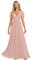 Ever-Pretty Vestito Donna Elegante Cerimonia Lungo Brillante Pieghe Maniche a Volant Stile Impero Abito da Sera Donna Rosa 48
