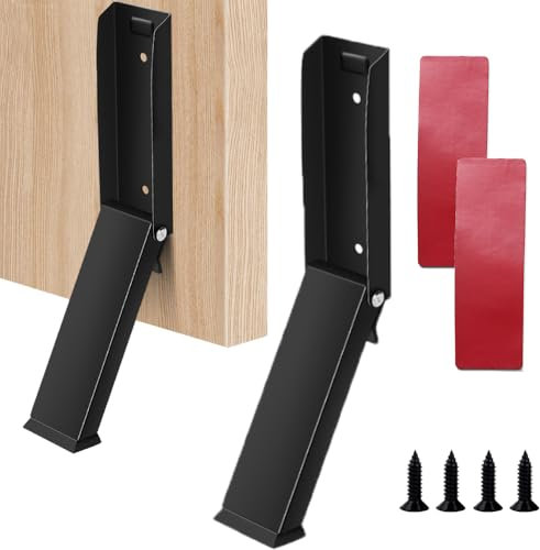 Türstopper mit Fußbedienung, keine Bohrung Türfeststeller Kickdown Door Stopper für Innen Außen Tür (Schwarz, 2er Pack)
