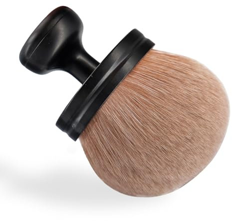 Hebterrka Pinceau de Maquillage Corporel Extra Large pour Maquillage des Jambes & Bronzer – Applicateur de Crème Solaire – Pinceau à Fond de Teint Ovale de 3 pouces avec Sac à Ficelle Inclus – Or