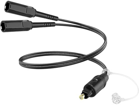 Hoembpn 0.3m Câble Optique Audio Numérique 1 en 2 Sorties, Toslink Digital Fiber Optical Audio Splitter 1 Mâle à 2 Femelles Adaptateur Extension pour Home Theater, TV, Barre de Son, Lecteur DVD