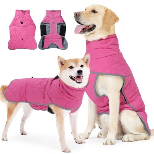 PAWIVID Veste et Manteau d'hiver pour Chien Imperméable avec Boucle de Traction et Bandes Réfléchissantes - Doublure Polaire Super Chaude Idéale pour la Randonnée et l'extérieur (Rose, S)